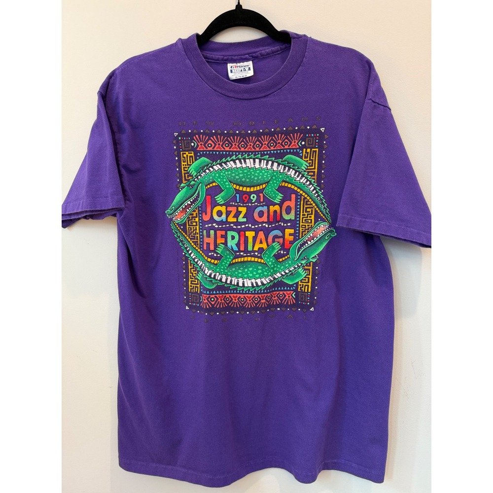 Vintage 1991 New Orleans Jazz Fest Hanes Beefy-T XL Single Stitch T-Shirt